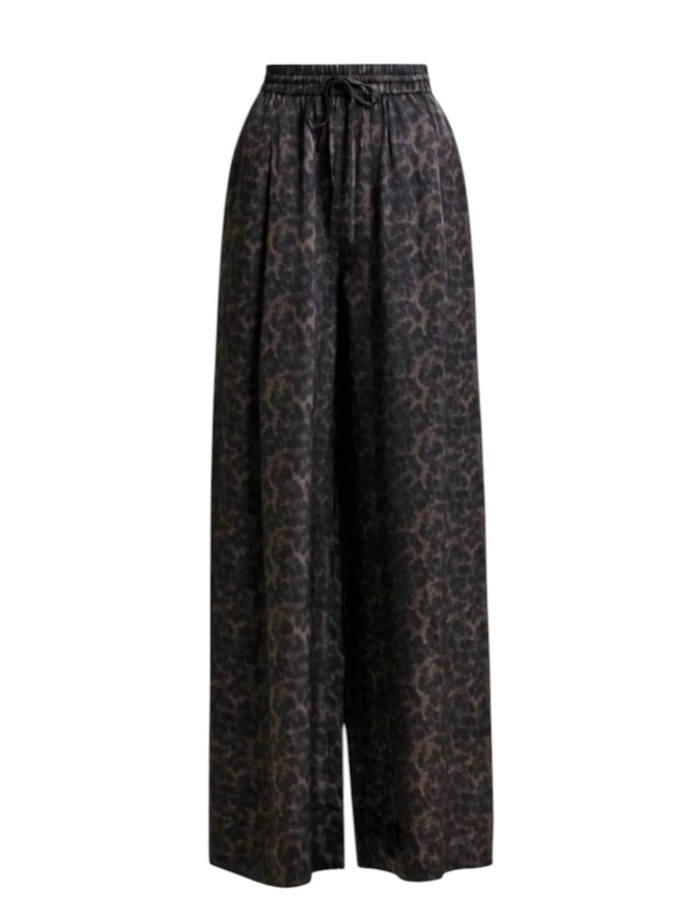 Essentiel Antwerp Irving Satin Leopard High-Rise Wide-Leg Pull-On Pants